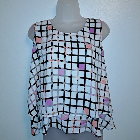 Metaphor Women's Sleeveless Top  White Multicolor Size L - Picture 1 of 8